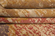 9x12 Beige, Gold, Tan Color Hand Knotted Abstract Wool and Silk Modern Oriental Rug