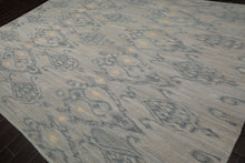 9x12 Gray, Blue, Ivory Color Hand Woven Flatweave Wool Modern Oriental Rug