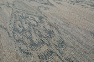 9x12 Gray, Blue, Ivory Color Hand Woven Flatweave Wool Modern Oriental Rug