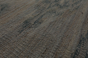 9x12 Gray, Blue, Ivory Color Hand Woven Flatweave Wool Modern Oriental Rug