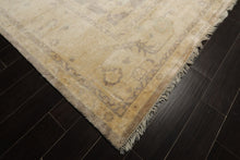 9x12 Gray, Ivory, taupe Color Hand Knotted Oushak New Zealand Wool Transitional Oriental Rug