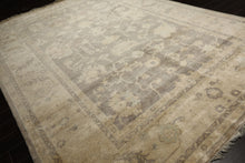 9x12 Gray, Ivory, taupe Color Hand Knotted Oushak New Zealand Wool Transitional Oriental Rug
