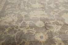 9x12 Gray, Ivory, taupe Color Hand Knotted Oushak New Zealand Wool Transitional Oriental Rug