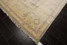 9x12 Gray, Ivory, taupe Color Hand Knotted Oushak New Zealand Wool Transitional Oriental Rug