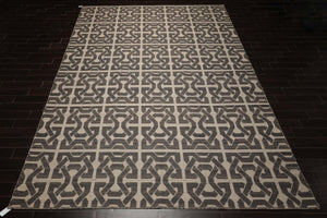 9x12 Beige, Gray, Color Hand Woven Flatweave Wool Contemporary Oriental Rug