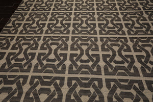 9x12 Beige, Gray, Color Hand Woven Flatweave Wool Contemporary Oriental Rug