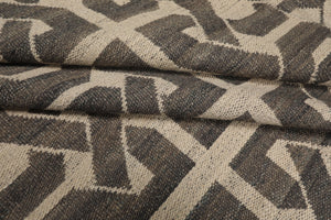 9x12 Beige, Gray, Color Hand Woven Flatweave Wool Contemporary Oriental Rug