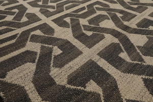 9x12 Beige, Gray, Color Hand Woven Flatweave Wool Contemporary Oriental Rug