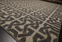 9x12 Beige, Gray, Color Hand Woven Flatweave Wool Contemporary Oriental Rug