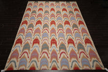 10x14 Ivory, Blue, Orange Color Hand Woven Flatweave Wool Contemporary Oriental Rug