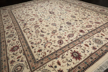 12x15 Ivory, Rose, Sage Color Hand Knotted Kashan wool Traditional Oriental Rug