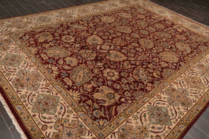 9'2" x 12' Hand Knotted 100% Wool Agra Superfine Oriental Area Rug Burgundy