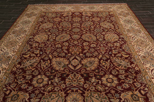 9'2" x 12' Hand Knotted 100% Wool Agra Superfine Oriental Area Rug Burgundy