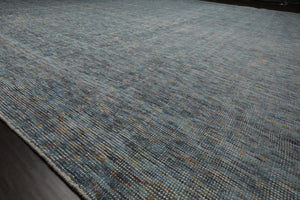 12x15 Gray, Slate, Brown Color Hand Knotted Ribbed Wool Contemporary Oriental Rug