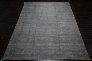 12x15 Gray, Slate, Brown Color Hand Knotted Ribbed Wool Contemporary Oriental Rug
