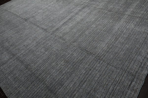 12x15 Gray, Slate, Brown Color Hand Knotted Ribbed Wool Contemporary Oriental Rug