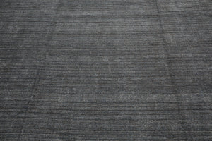 12x15 Gray, Slate, Brown Color Hand Knotted Ribbed Wool Contemporary Oriental Rug