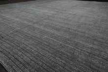 12x15 Gray, Slate, Brown Color Hand Knotted Ribbed Wool Contemporary Oriental Rug
