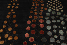 10x14 Charcoal, Gold, Aqua Color Hand Knotted Tibetan  Wool and Silk Contemporary Oriental Rug