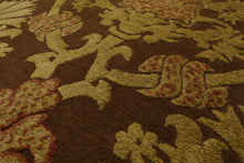 8x10 Brown, Gold, Rust Color Hand Knotted Tibetan  Wool and Silk Transitional Oriental Rug