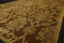 8x10 Brown, Gold, Rust Color Hand Knotted Tibetan  Wool and Silk Transitional Oriental Rug