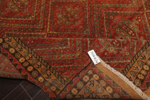 10x14 Rust, Gold, Moss Color Hand Knotted Geometric Wool Traditional Oriental Rug