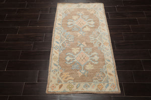 3x5 Ivory, Blush, Blue Color Hand Knotted Turkish Wool Arts & Crafts/Mission Oriental Rug