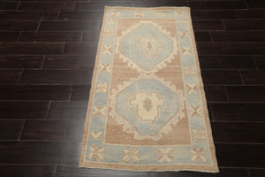 3x5 Camel, Ivory, Aqua Color Hand Knotted Turkish Wool Arts & Crafts/Mission Oriental Rug