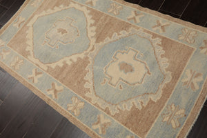 3x5 Camel, Ivory, Aqua Color Hand Knotted Turkish Wool Arts & Crafts/Mission Oriental Rug