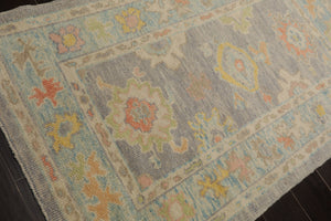 3x5 Aubergine, Ivory, Gold Color Hand Knotted Turkish Wool Arts & Crafts/Mission Oriental Rug
