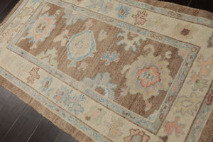3x5 Camel, Ivory, Blush Color Hand Knotted Turkish Wool Arts & Crafts/Mission Oriental Rug