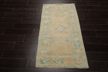 3x5 Beige, Aqua, Peach Color Hand Knotted Turkish Wool Arts & Crafts/Mission Oriental Rug
