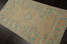 3x5 Beige, Aqua, Peach Color Hand Knotted Turkish Wool Arts & Crafts/Mission Oriental Rug