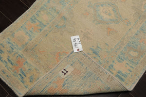 3x5 Beige, Aqua, Peach Color Hand Knotted Turkish Wool Arts & Crafts/Mission Oriental Rug