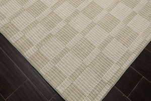 Multi Size Green White Color Hand Loomed Flatweave Wool Modern Oriental Rug