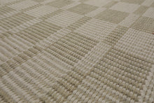 Multi Size Green White Color Hand Loomed Flatweave Wool Modern Oriental Rug