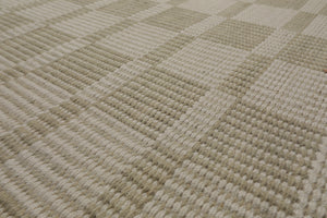 Multi Size Green White Color Hand Loomed Flatweave Wool Modern Oriental Rug