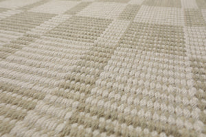 Multi Size Green White Color Hand Loomed Flatweave Wool Modern Oriental Rug