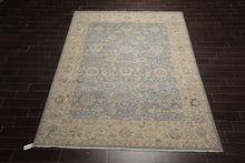 LoomBloom 8'x10' Blue Hand Knotted Distressed Traditional Oushak Wool Oriental Area Rug