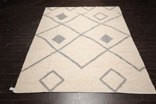 LoomBloom 9'x12' Oat Meal Hand Woven Organic Flatweave Traditional Geometric Wool Oriental Area Rug