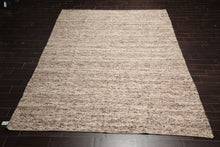 LoomBloom 9'x12' Oat Meal Hand Woven Organic Flatweave Traditional Geometric Wool Oriental Area Rug
