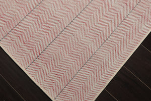 Multi Size Blush Ivory Gray Color Hand Loomed Flatweave Wool Modern Oriental Rug
