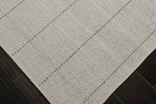 Multi Size Ivory  Gray Color Hand Loomed Flatweave Wool Modern Oriental Rug