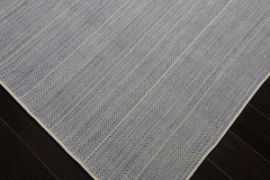 Multi Size Denim  Ivory Color Hand Loomed Flatweave Wool Modern Oriental Rug