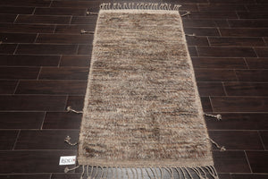 3'x5' Tan Hand Knotted Afghan Moroccan Modern & Contemporary Tribal Wool Oriental Area Rug