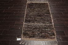 3'x5' Brown Hand Knotted Afghan Moroccan Modern & Contemporary Solid Wool Oriental Area Rug