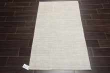 LoomBloom 3'x5' Beige Hand Knotted Afghan Moroccan Transitional All-Over Wool Oriental Area Rug