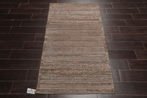 LoomBloom 3'x5' Brown Hand Knotted Afghan Moroccan Tribal Geometric Wool Oriental Area Rug