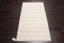 LoomBloom 3'x5' Beige Hand Woven Afghan Moroccan Modern Designer Wool Oriental Area Rug