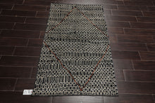 LoomBloom 3'x5' Charcoal Hand Knotted Afghan Moroccan Tribal Geometric Wool Oriental Area Rug